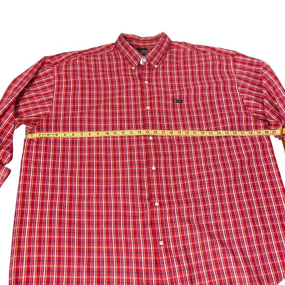 Chaps Button Down Shirt Mens Size 3XB Red Plaid Easy Care Long Sleeve Preppy - Picture 6 of 7